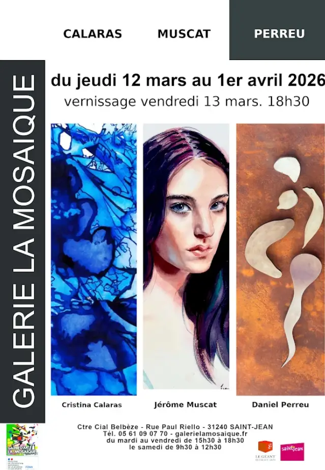 Affiche de Exposition Calaras, Muscat et Perreu à la Galerie La Mosaïque